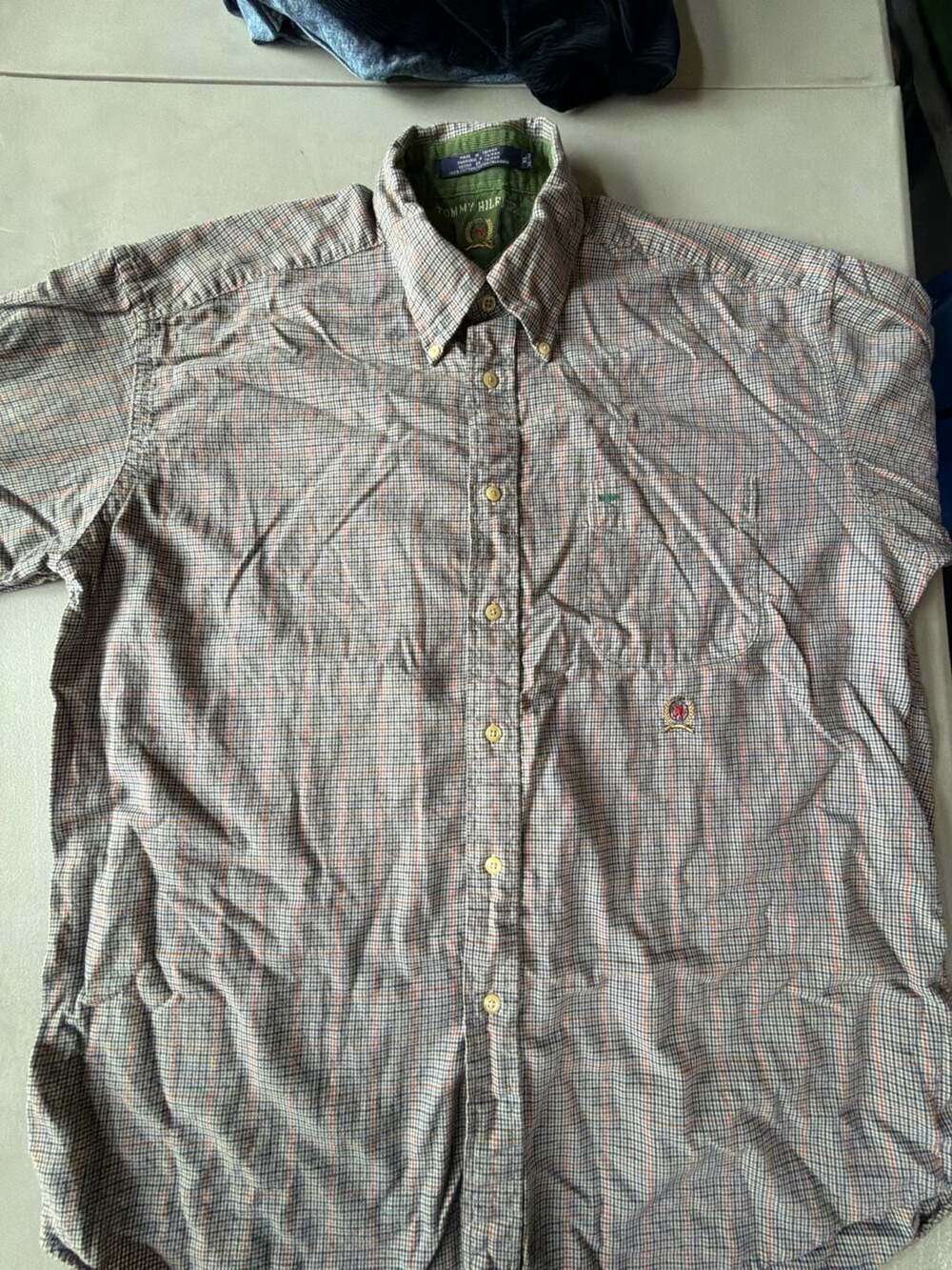Tommy Hilfiger Button Down Shirt Size XL Check Crest